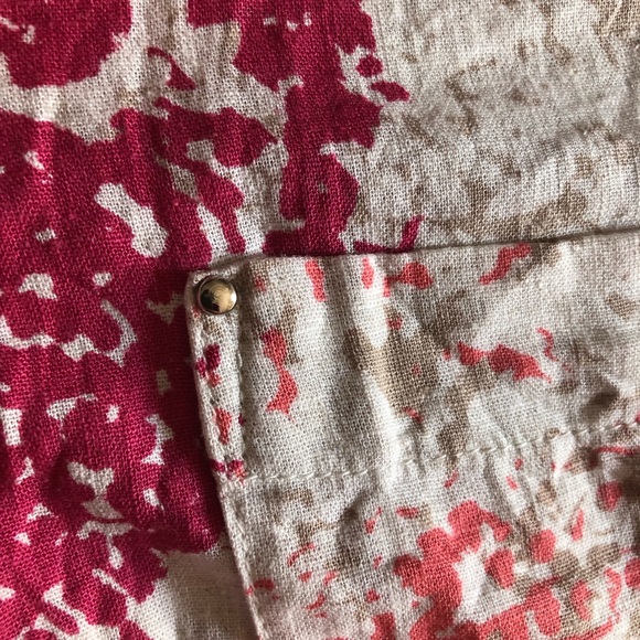 Dana Buchman XL Button Collar Sleeveless Chest Pockets Swirl Print Top - Picture 7 of 12